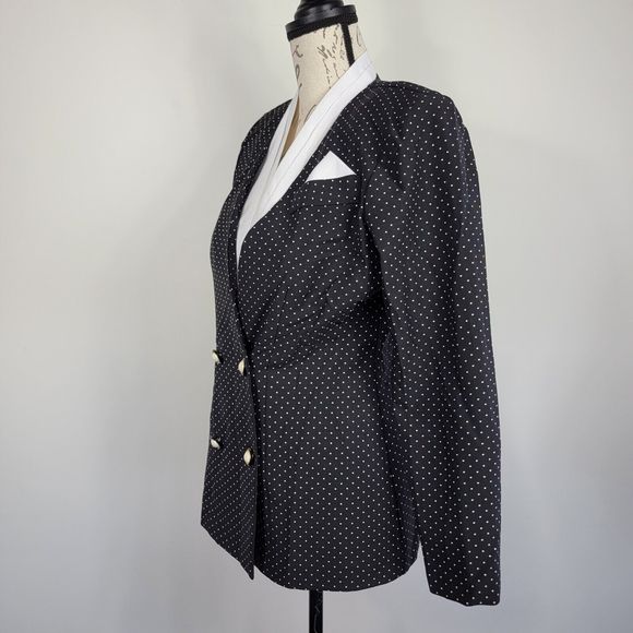 Greg Michael Vintage Women's Size 6 Polka Dot Blazer 4 Buttons - Picture 4 of 11